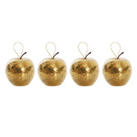 XMAS HANGING APPLE GOLD 5CM PACK 4