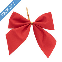 XMAS VELVET BOW RED 10CM PACK 6