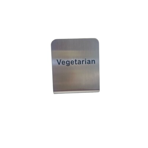 VEGETARIAN S'STEEL SIGN 50MMX40MM