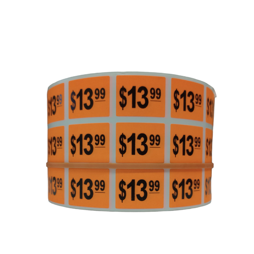 LABEL 20X25 ORANGE$13.99 BLOCK PRINT