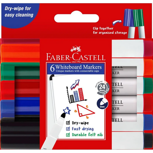 FABER MARKER WHITEBOARD 6 ASSORTED