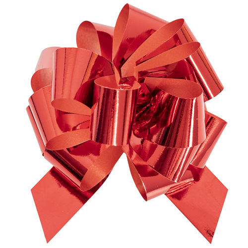 RED PULL BOW METALLIC 18MMX8.75CM PK5