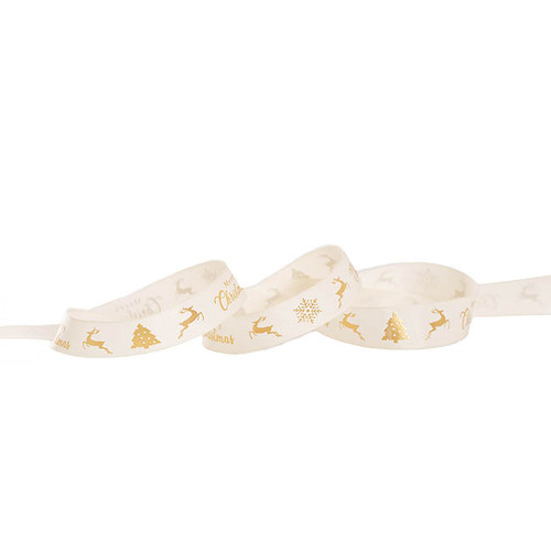 RIBBON G/GRAIN DEER IVORY 25MMX 20M