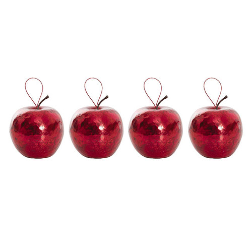 XMAS HANGING APPLE RED 5CM PACK 4